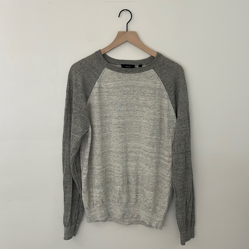 Vince Large color block sweater linen cotton blend